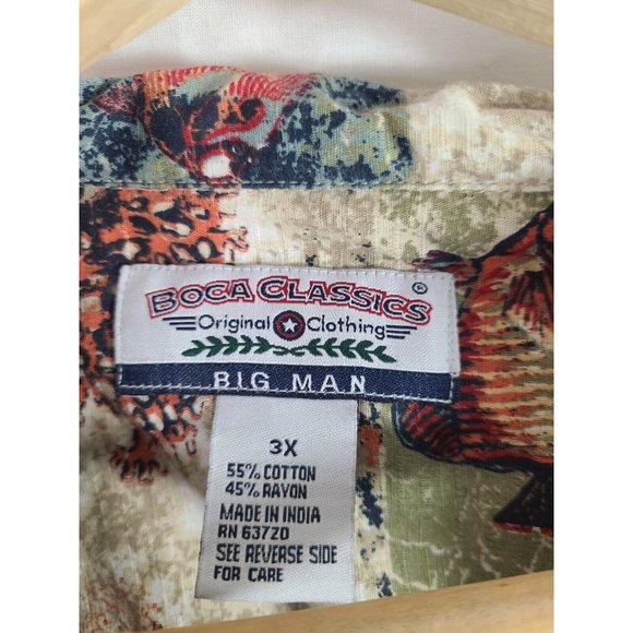 Boca Classics Hawaiian Shirt Mens 3XL Fish Print- Cotton And Rayon - Picture 3 of 6